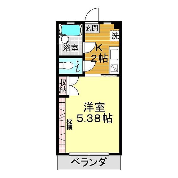 ヴィラ一の宮 102｜山口県下関市一の宮本町2丁目(賃貸アパート1K・1階・18.75㎡)の写真 その2