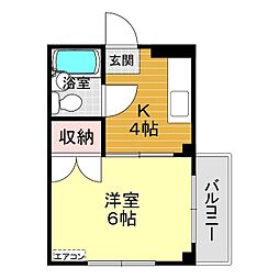 カーサ21 1Kの間取図画像