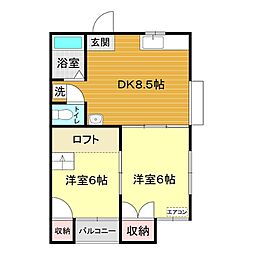 サンレジデンスアオイ 2DKの間取図画像