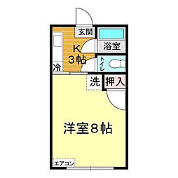 ハイツ秀和 2階1Kの間取り