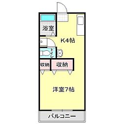 向山コーポ 2階1Kの間取り
