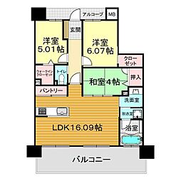 リヴィエール長府シーサイドヴィラ 803 8階3LDKの間取り