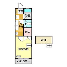 サンレジデンスK1 1Kの間取図画像