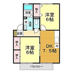 リヴェールA 2DKの間取図画像