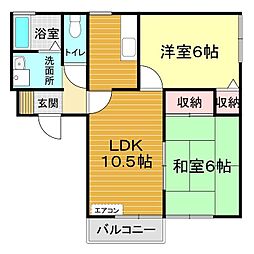ハーフムーン 2LDKの間取図画像