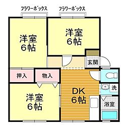 サンビレッジ楠乃B 3DKの間取図画像