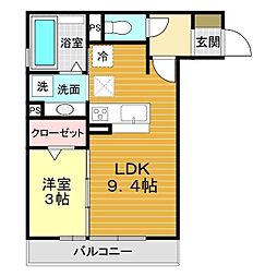 アイクレスト下関駅 1LDKの間取図画像