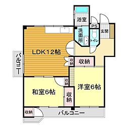 秋野ビル 2LDKの間取図画像