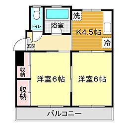 秋本マンション 2Kの間取図画像