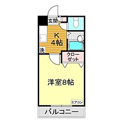 ウェルタウンみわ1号館 1Kの間取図画像