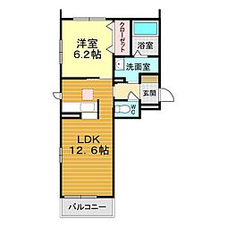 ヴァンソレイユ 1LDKの間取図画像