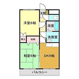 稗田アカマツハイツ 2DKの間取図画像
