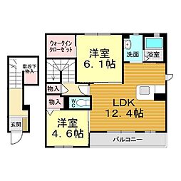 ピアリーメゾン楓 2LDKの間取図画像