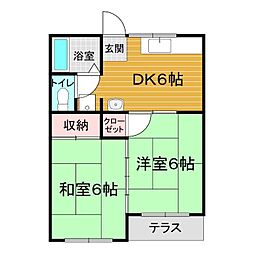 サンハイツ児玉 2DKの間取図画像
