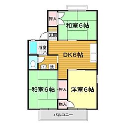 セジュールジュネス 3DKの間取図画像