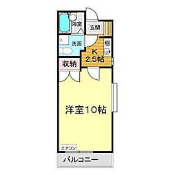 スカイプラザ下関 1Kの間取図画像