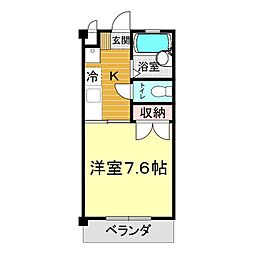 グランドヒルズ中土居 1Kの間取図画像