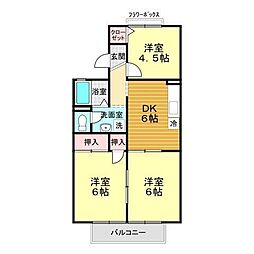 オークス長府 3DKの間取図画像