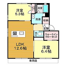 プレクシモハラ 2LDKの間取図画像