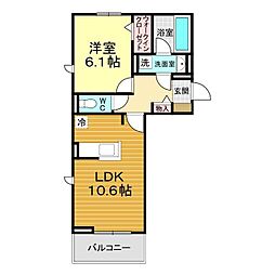 カーサヒルズ 1LDKの間取図画像