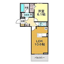 カーサヒルズ 1LDKの間取図画像