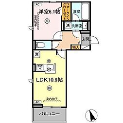 カーサヒルズ 1LDKの間取図画像