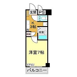 サーブル吉見2 1Kの間取図画像