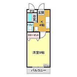 レジデンス貴船 1Kの間取図画像