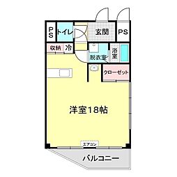 赤間町ビル ワンルームの間取図画像
