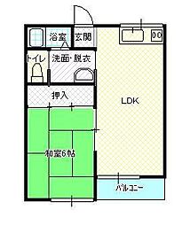 竹田アパート 1LDKの間取図画像