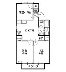 セジュール詫間C号棟 3DKの間取図画像