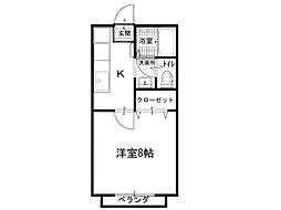笠田ハイツ1 1Kの間取図画像