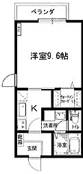 パストラル室本1 1Kの間取図画像