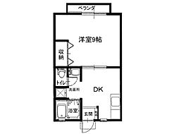 大野ハイツ1号 1Kの間取図画像