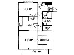 岡西ハイツ 2LDKの間取図画像