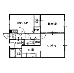 サンガーデン加儀田 2LDKの間取図画像