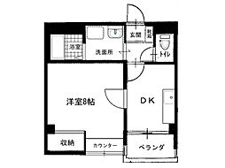 森の木ハイツ 1Kの間取図画像