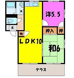 メイプルリーフA 2LDKの間取図画像