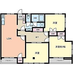 クラウンズマンション城南 3LDKの間取図画像