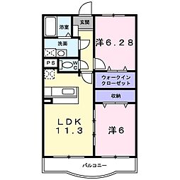 ピニーズコート 2LDKの間取図画像