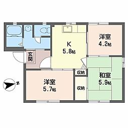 メゾンヴィルヌーブ 3Kの間取図画像