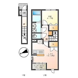(仮)土師新築アパート 1LDKの間取図画像