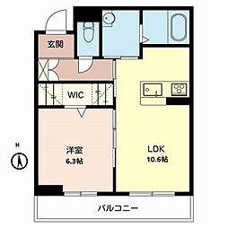 ベルフルール 1LDKの間取図画像