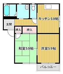 カサルシェンテ2 2Kの間取図画像