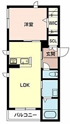 プロヌーブ緑ヶ丘 1LDKの間取図画像
