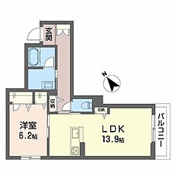 シャーメゾン ミモザ 1LDKの間取図画像
