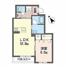 シャーメゾン ミモザ 1LDKの間取図画像