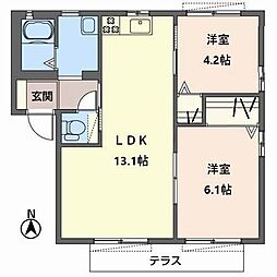 ヒルズプレイス北京都B 2LDKの間取図画像