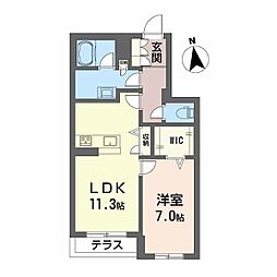 福知山市字篠尾アパート 1LDKの間取図画像