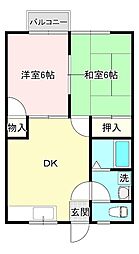シャトルニュー市島 2DKの間取図画像
